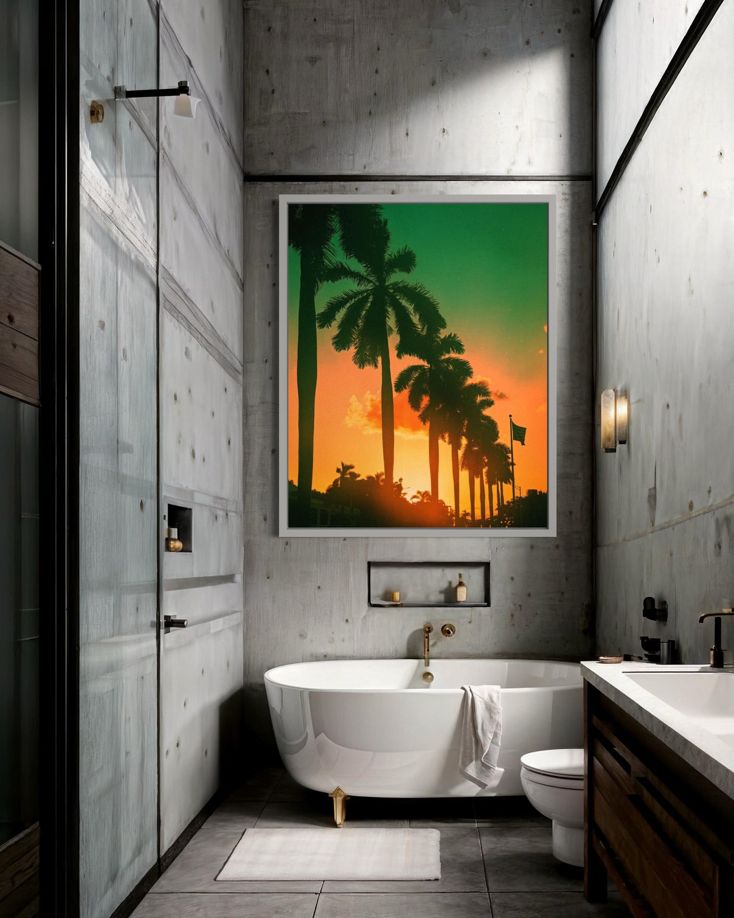 Fine Art Print - Sunset Palms Wall Art- Miami, South Beach, California Tropical Sunset Photo,Golden hour, Beach House Coastal Modern Decor