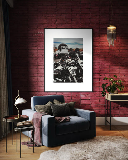 Fine Art Print - Work Less Ride More, Harley-Davidson Motorcycle Print, Biker Wall Decor, Gift, Man Cave, garage, office, housewarming