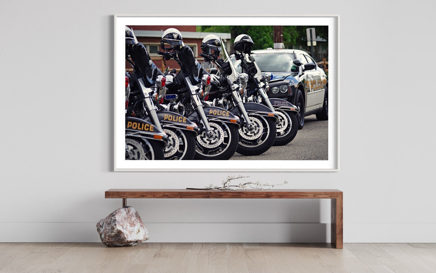 Police Force United: Muscular Precision in Black & Gold - Captivating Wall Art for Law Enforcement Enthusiasts Photo Poster Art Print