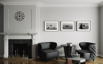 Fine Art Print - Vintage Motorcycle Race Triptych - set of 3 Black & White Monochrome Beach Racing Wall Art - Drag Race Poster - TROG