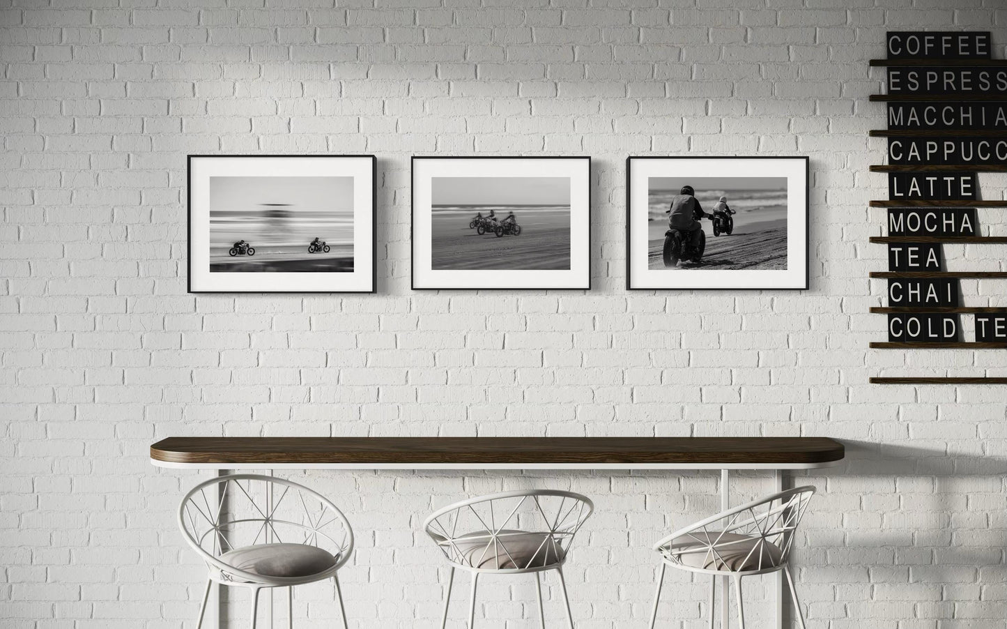 Fine Art Print - Vintage Motorcycle Race Triptych - set of 3 Black & White Monochrome Beach Racing Wall Art - Drag Race Poster - TROG
