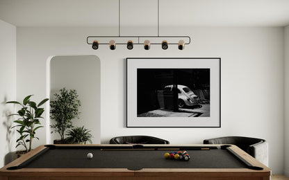 Fine Art Classic VW Beetle: Shadows & Light, Black and White Retro Poster Print Wall Art for Vintage Car Lovers
