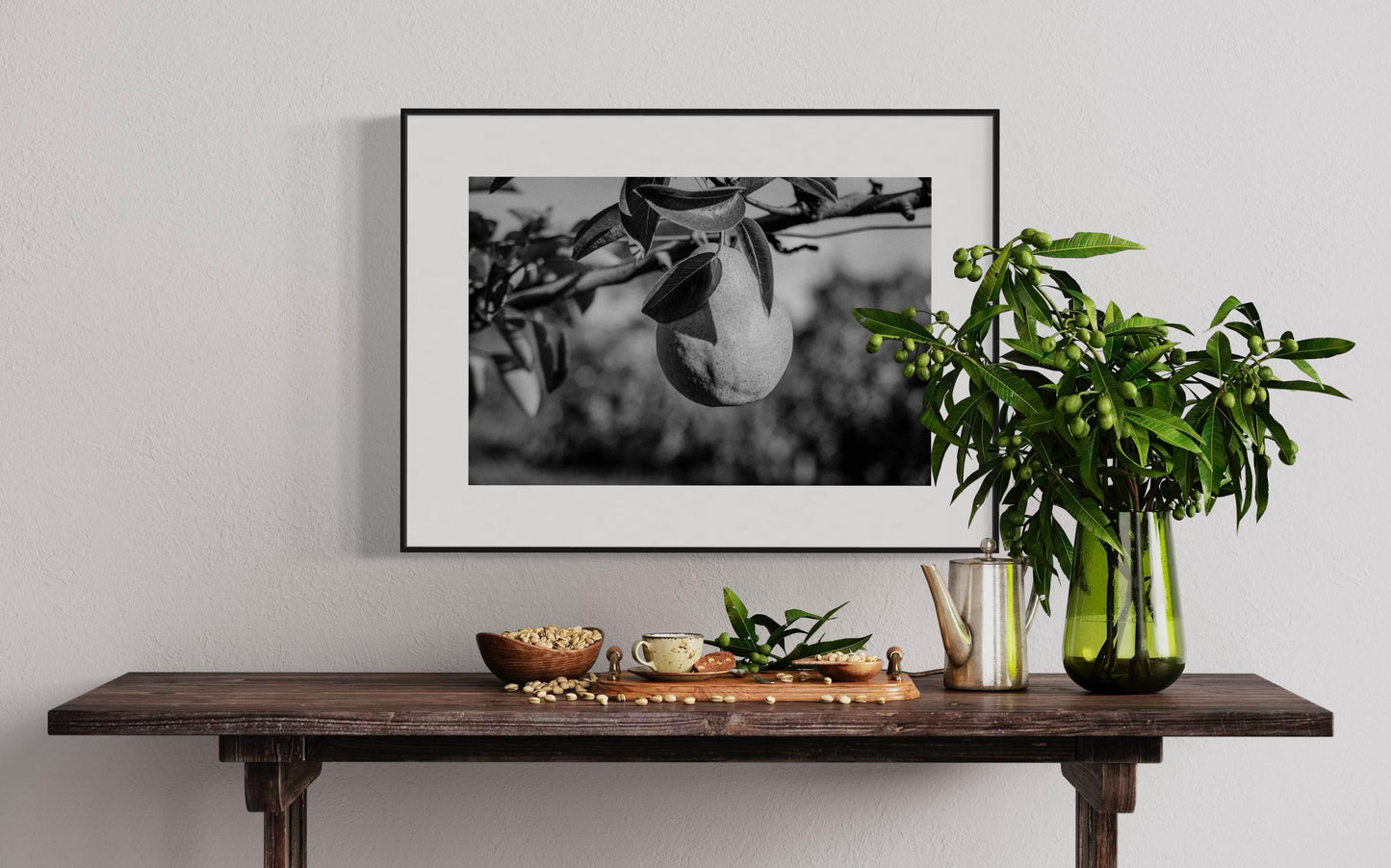 Fine Art print -  Pear on Tree Branch Black and White Wall Art, Kitchen Decor, Dining room, farm house poster, gift ideas, housewarming, art