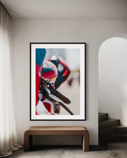 Fine Art print- Red Ducati Panigale Motorcycle Wall Art, Modern Garage Decor, office, workshop, man cave biker art, housewarming gift for