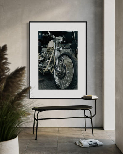 Fine Art Print - Springer Chopper Harley-Davidson Motorcycle Print - Indian Larry Wall Art, Vintage, garage poster, office, gift, man cave