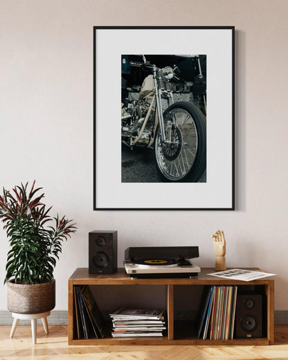 Fine Art Print - Springer Chopper Harley-Davidson Motorcycle Print - Indian Larry Wall Art, Vintage, garage poster, office, gift, man cave