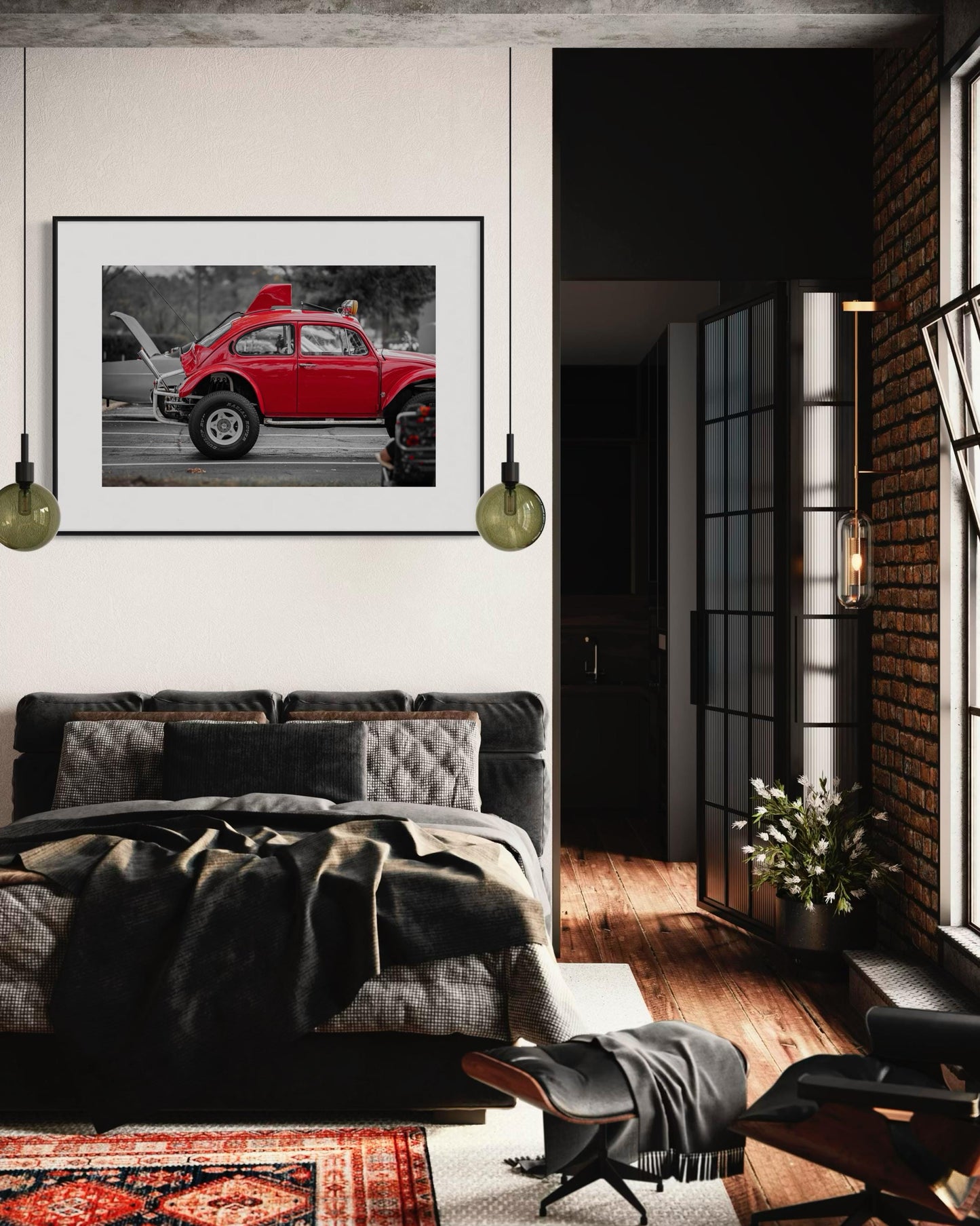 Fine Art Red VW Baja Beetle Wall Art - Vintage Off-Road Volkswagen Bug Print - Classic Car Photography for Auto Enthusiasts