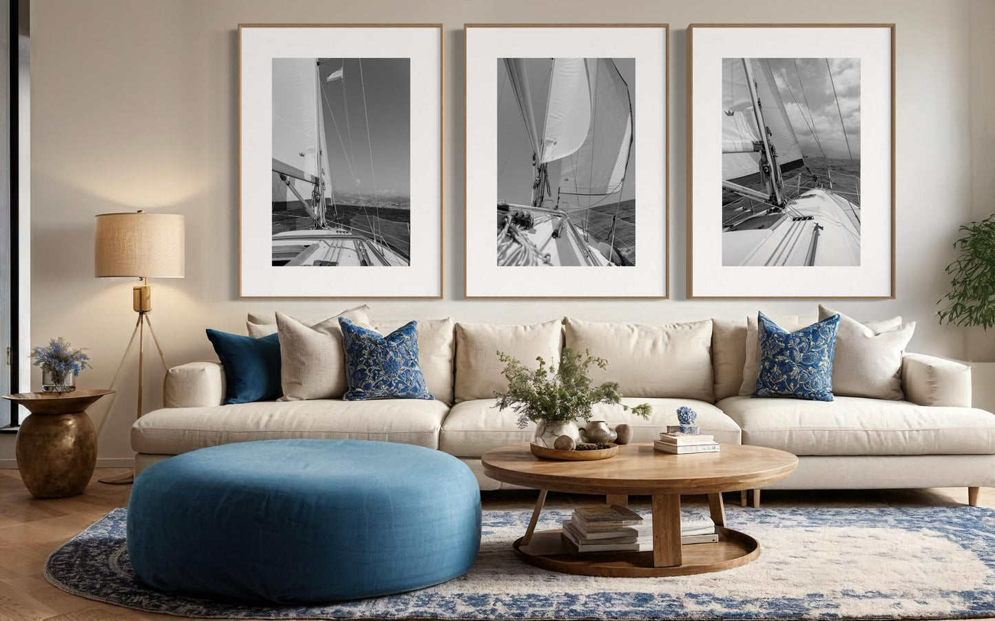 Black and White Wall Art Set of 3 - Sailing Art