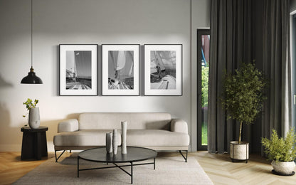 Black and White Wall Art Set of 3 - Sailing Art