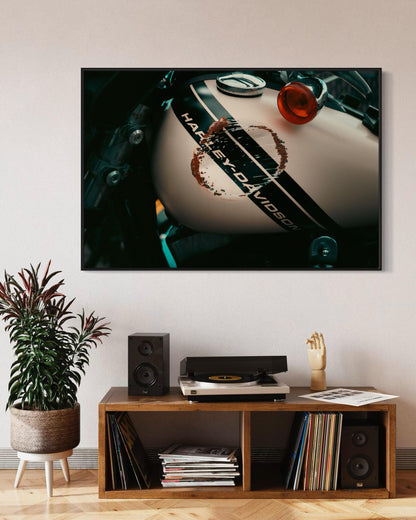 Fine Art Print - Harley-Davidson Tank Wall Art   Motorcycle Print, Biker Decor, Gift for him, man cave decor, garage, office, rust poster
