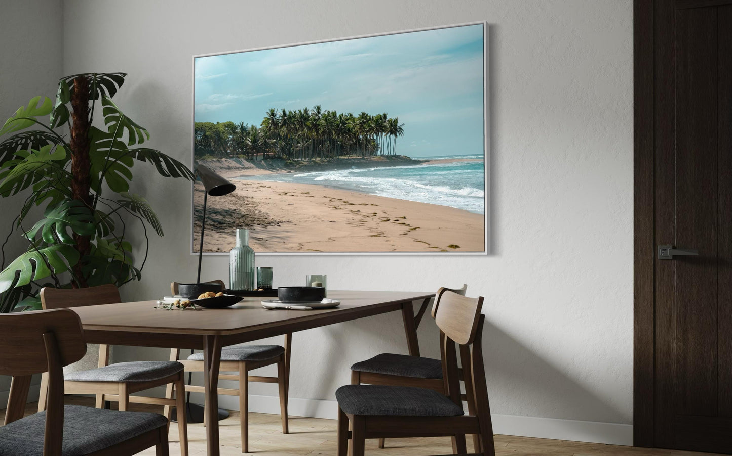Fine Art Palm Trees Beach Print - Coastal Travel Ocean Framed Photography Costa Rica Tropical Home Wall Decor, Coastal Decor