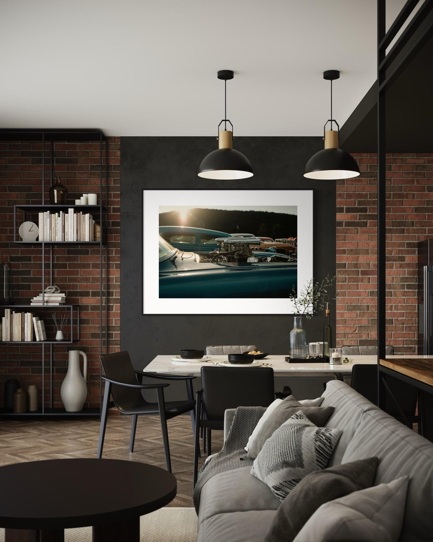 Fine Art Print -  Hot Rod Corvette Engine Wall Art, Sunset, Poster Print, Americana Decor, Muscle  Car Poster for Office, man Cave, garage