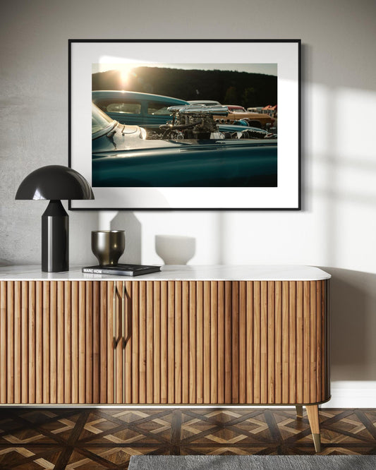 Fine Art Print -  Hot Rod Corvette Engine Wall Art, Sunset, Poster Print, Americana Decor, Muscle  Car Poster for Office, man Cave, garage