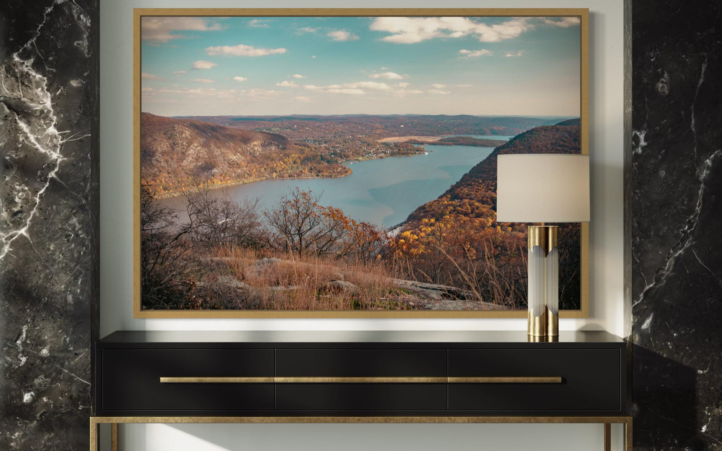 Hudson River Wall Art Print - Storm King Scenery - Autumn Landscape Decor, Tranquil Nature Poster