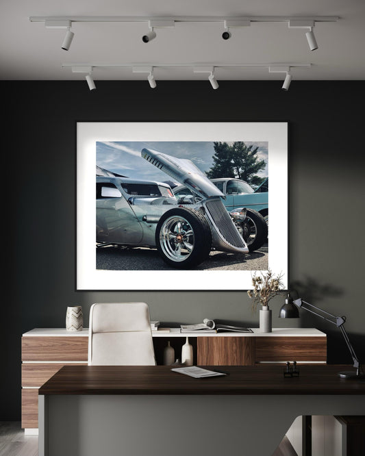 Hot Rod Chrome Wall Art, Chrome Classic Car Artwork, Vintage Automotive Car Fine Art Print, Unique Gift for Car Enthusiasts