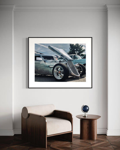 Hot Rod Chrome Wall Art, Chrome Classic Car Artwork, Vintage Automotive Car Fine Art Print, Unique Gift for Car Enthusiasts