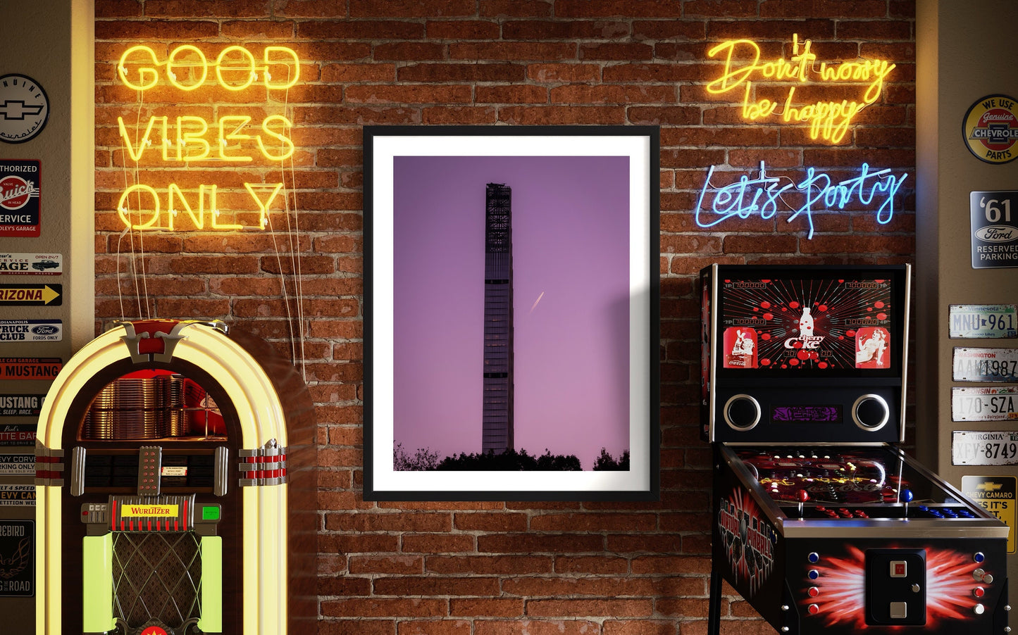 Skyscraper at Dusk Poster - Lavender Twilight Cityscape Print, Modern Architecture Wall Art, Urban Skyline Decor, Chic Office Decor