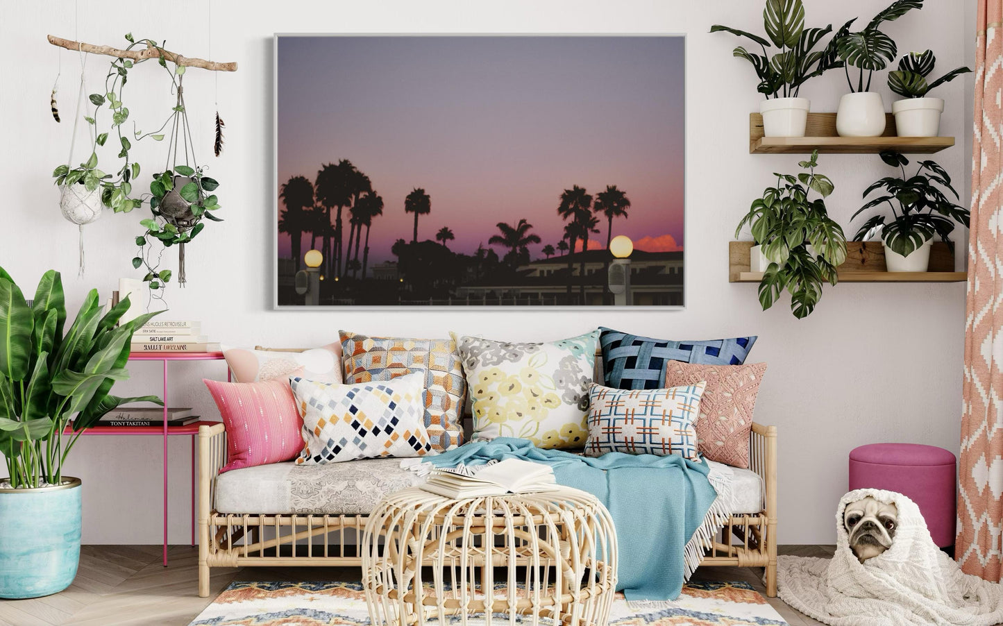 Fine Art Print - California Palm Trees Sunset Wall Art, Tropical Silhouette Print, Pink and Purple Sky Decor, Coronado, Coastal Decor