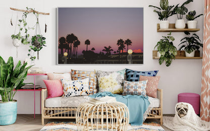 Fine Art Print - California Palm Trees Sunset Wall Art, Tropical Silhouette Print, Pink and Purple Sky Decor, Coronado, Coastal Decor