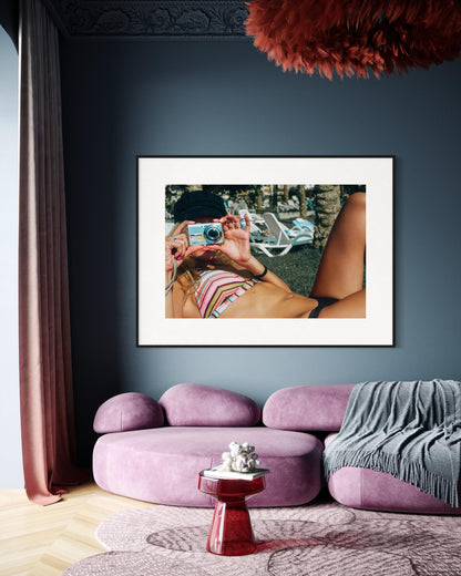 Fine Art Print - Travel Ocean Palm Tree Greek Coast Summer Wall Art - Camera Selfie Bikini Beach House Wall Art Print Home Decor, Gift