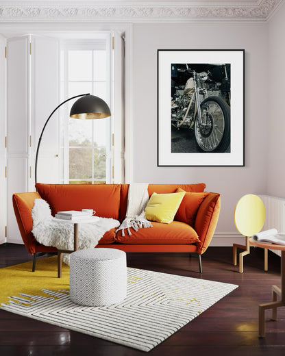 Fine Art Print - Springer Chopper Harley-Davidson Motorcycle Print - Indian Larry Wall Art, Vintage, garage poster, office, gift, man cave