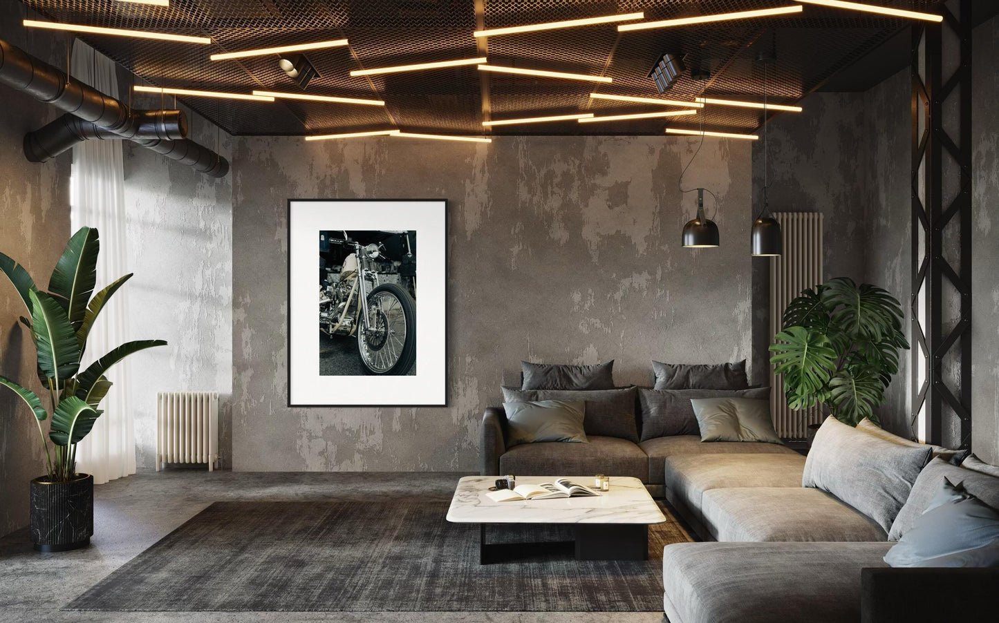 Fine Art Print - Springer Chopper Harley-Davidson Motorcycle Print - Indian Larry Wall Art, Vintage, garage poster, office, gift, man cave