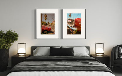 Classic Car Wall Art Set - 1960s Chevrolet Nova & Ford Mustang Pair - Muscle Car Poster for Living Room or Garage Decor