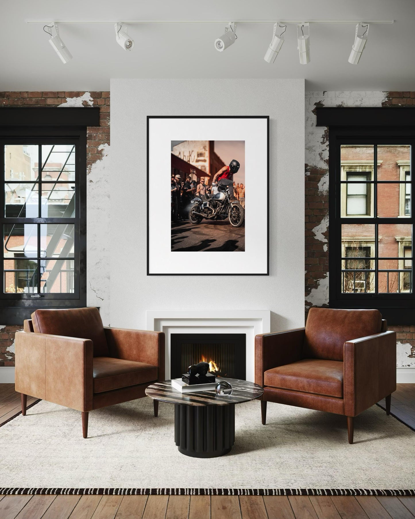 Brooklyn Street Motorcycle Stunt Wall Art - High-Energy Rider in Action - Urban Motorcycle Culture Poster - Indian Larry Block Party