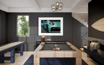 Fine Art Print - Porsche 911 Turbo S in Mint Green -  Automotive Wall Art for Office, room, garage decor poster Print, carrera, gt3