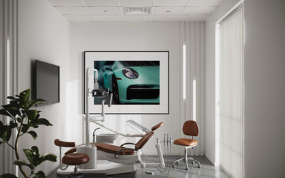 Fine Art Print - Porsche 911 Turbo S in Mint Green -  Automotive Wall Art for Office, room, garage decor poster Print, carrera, gt3