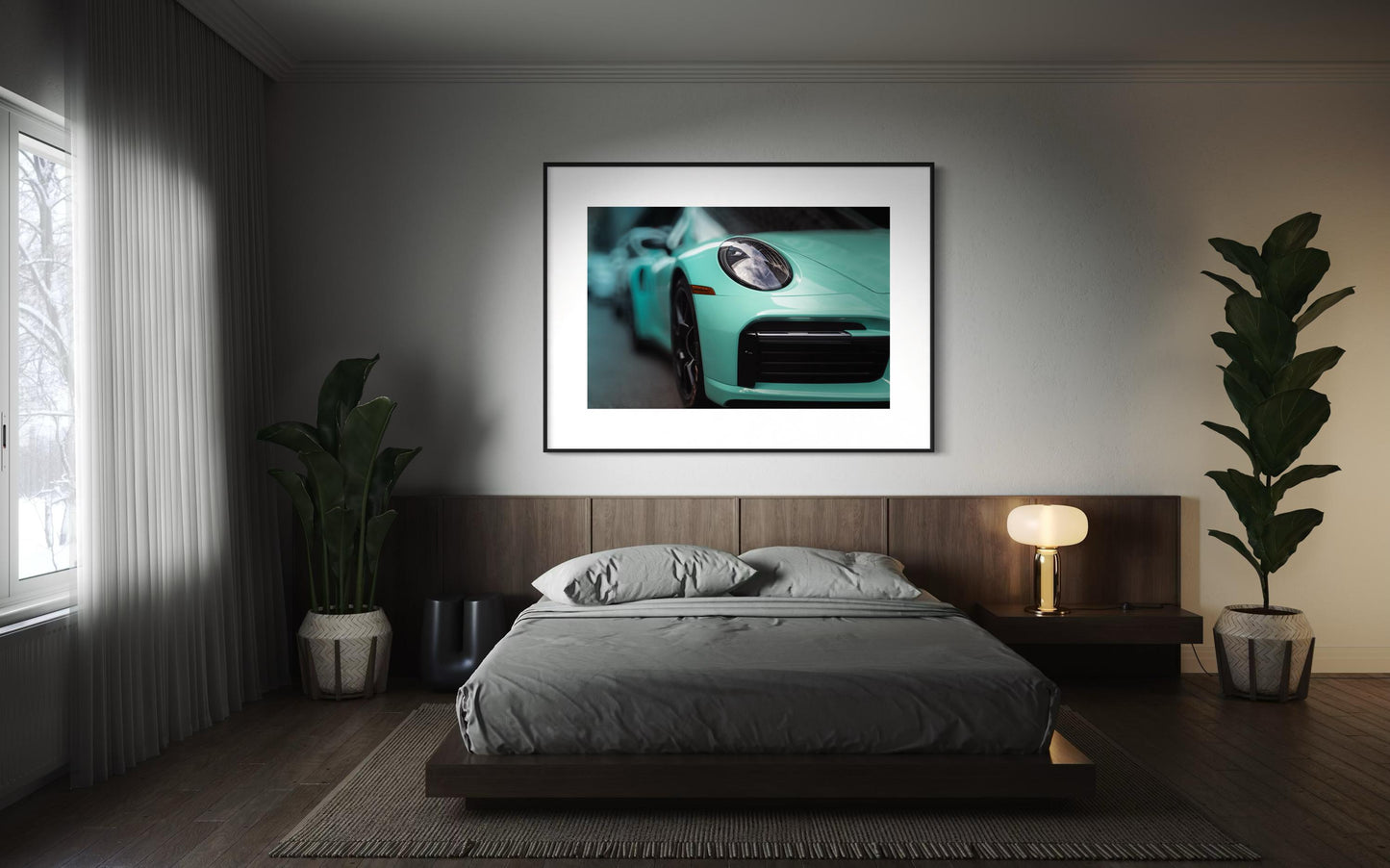 Fine Art Print - Porsche 911 Turbo S in Mint Green -  Automotive Wall Art for Office, room, garage decor poster Print, carrera, gt3