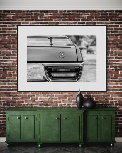 Fine Art Print - Monochrome 1972 Plymouth Road Runner Wall Art - Classic American Muscle Car Poster - Retro Car Decor, gifts for him, house