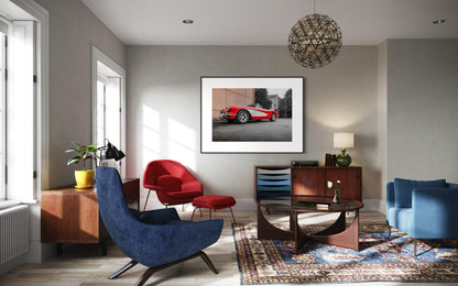 FINE ART PRINT -  Corvette Wall Art - Classic Car Photography Print - Retro Art Deco Red Classic Decor for Garage, Office, gift for him