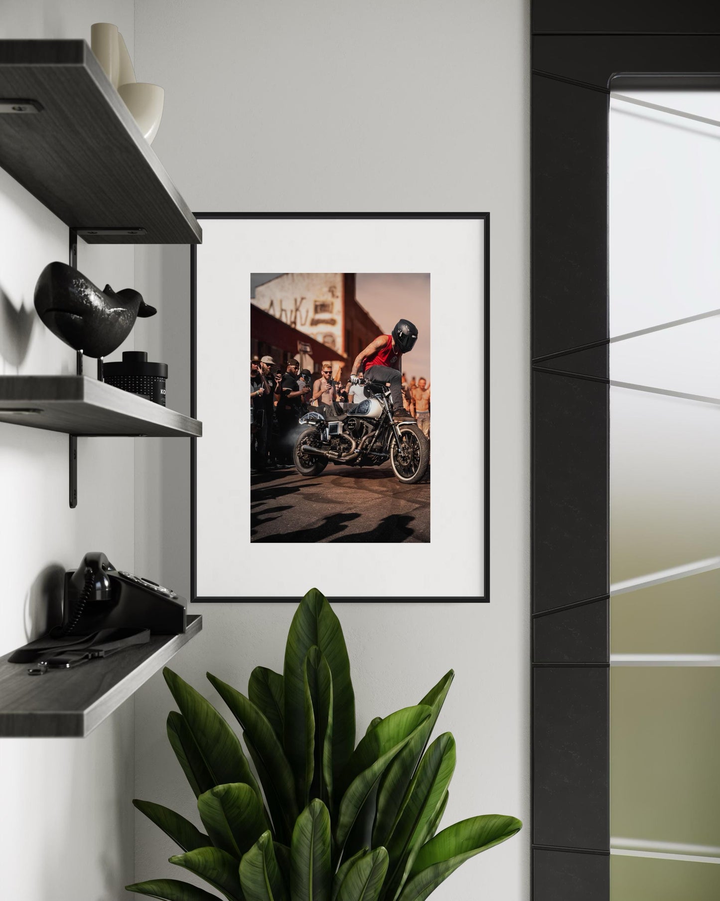 Brooklyn Street Motorcycle Stunt Wall Art - High-Energy Rider in Action - Urban Motorcycle Culture Poster - Indian Larry Block Party