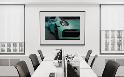 Fine Art Print - Porsche 911 Turbo S in Mint Green -  Automotive Wall Art for Office, room, garage decor poster Print, carrera, gt3