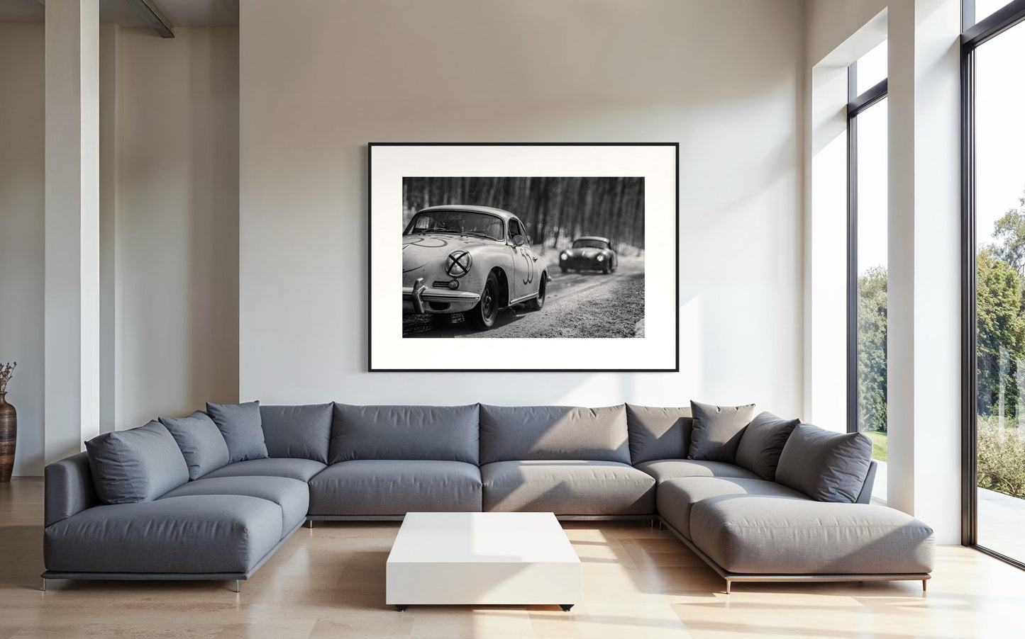 Fine Art print - Porsche 356 Winter Rally Wall Art, Black White Poster, Monochrome, Office Decor, Cabin, Garage, living Room, Man Cave, Gift
