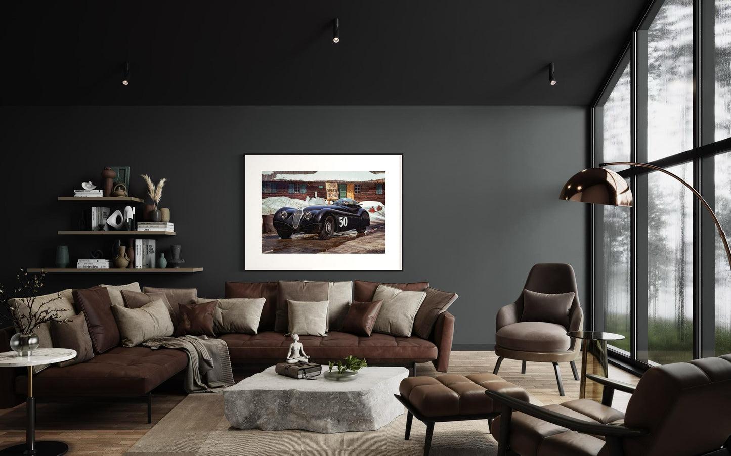 Fine Art Print - End Speed Zone  Vintage Jaguar XK120 #50 by ROB IDA - The Black Cat | Classic Racing Fine Art Print
