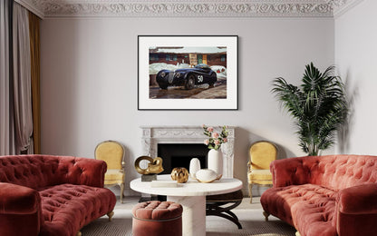 Fine Art Print - End Speed Zone  Vintage Jaguar XK120 #50 by ROB IDA - The Black Cat | Classic Racing Fine Art Print