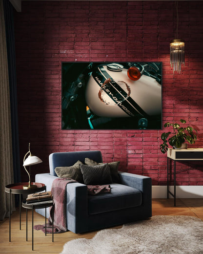 Fine Art Print - Harley-Davidson Tank Wall Art   Motorcycle Print, Biker Decor, Gift for him, man cave decor, garage, office, rust poster