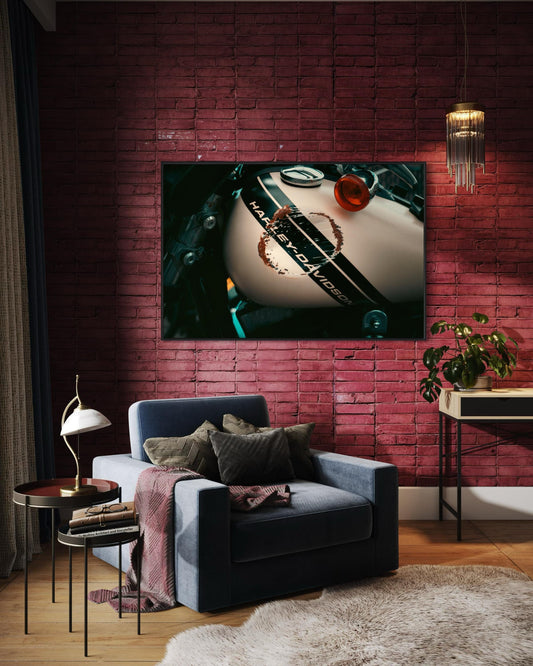 Fine Art Print - Harley-Davidson Tank Wall Art   Motorcycle Print, Biker Decor, Gift for him, man cave decor, garage, office, rust poster