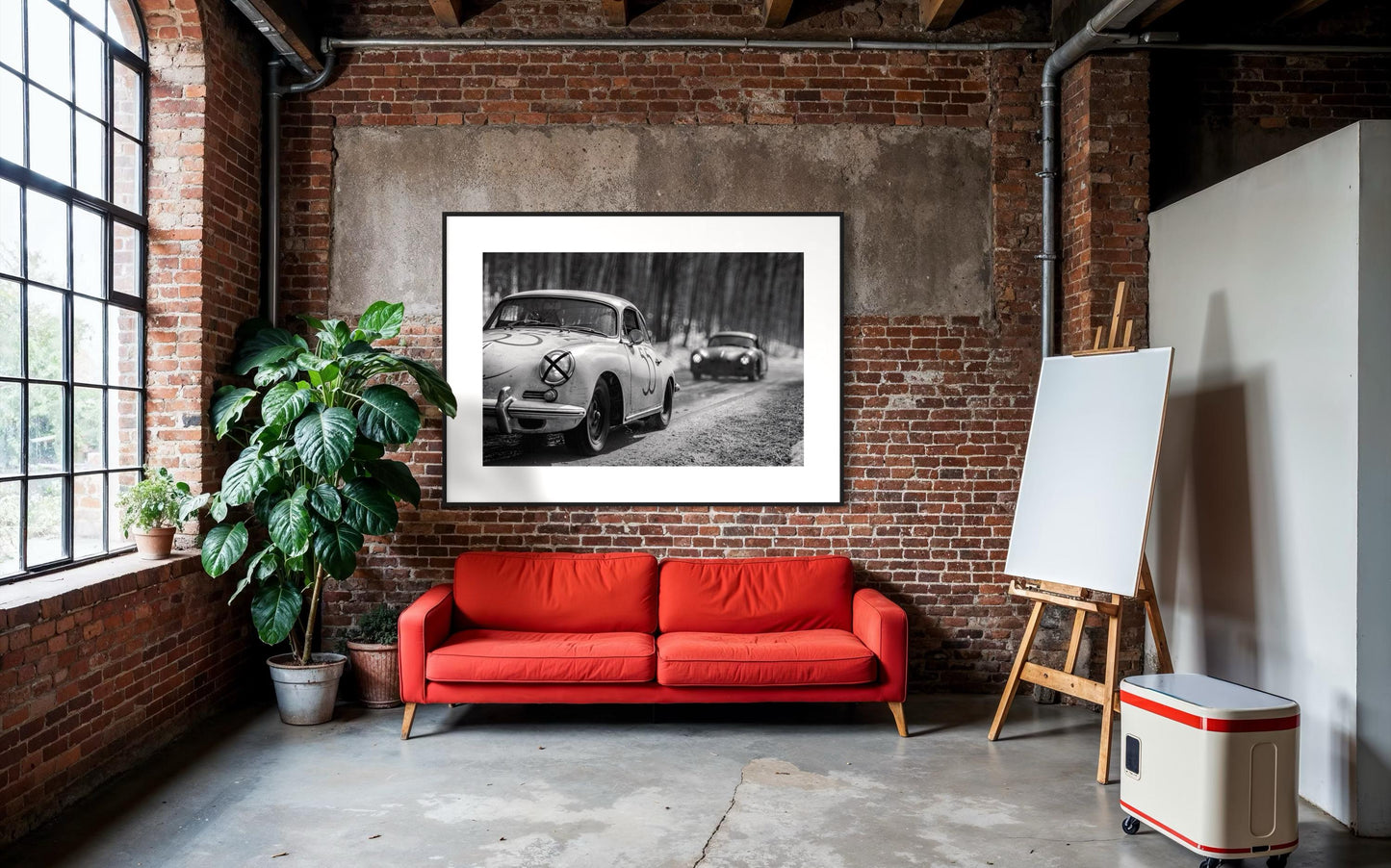 Fine Art print - Porsche 356 Winter Rally Wall Art, Black White Poster, Monochrome, Office Decor, Cabin, Garage, living Room, Man Cave, Gift