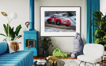 Fine Art Print - High Speed Porsche 356 - Cinematic Rally Wall Art Print  Vintage Racing Photography