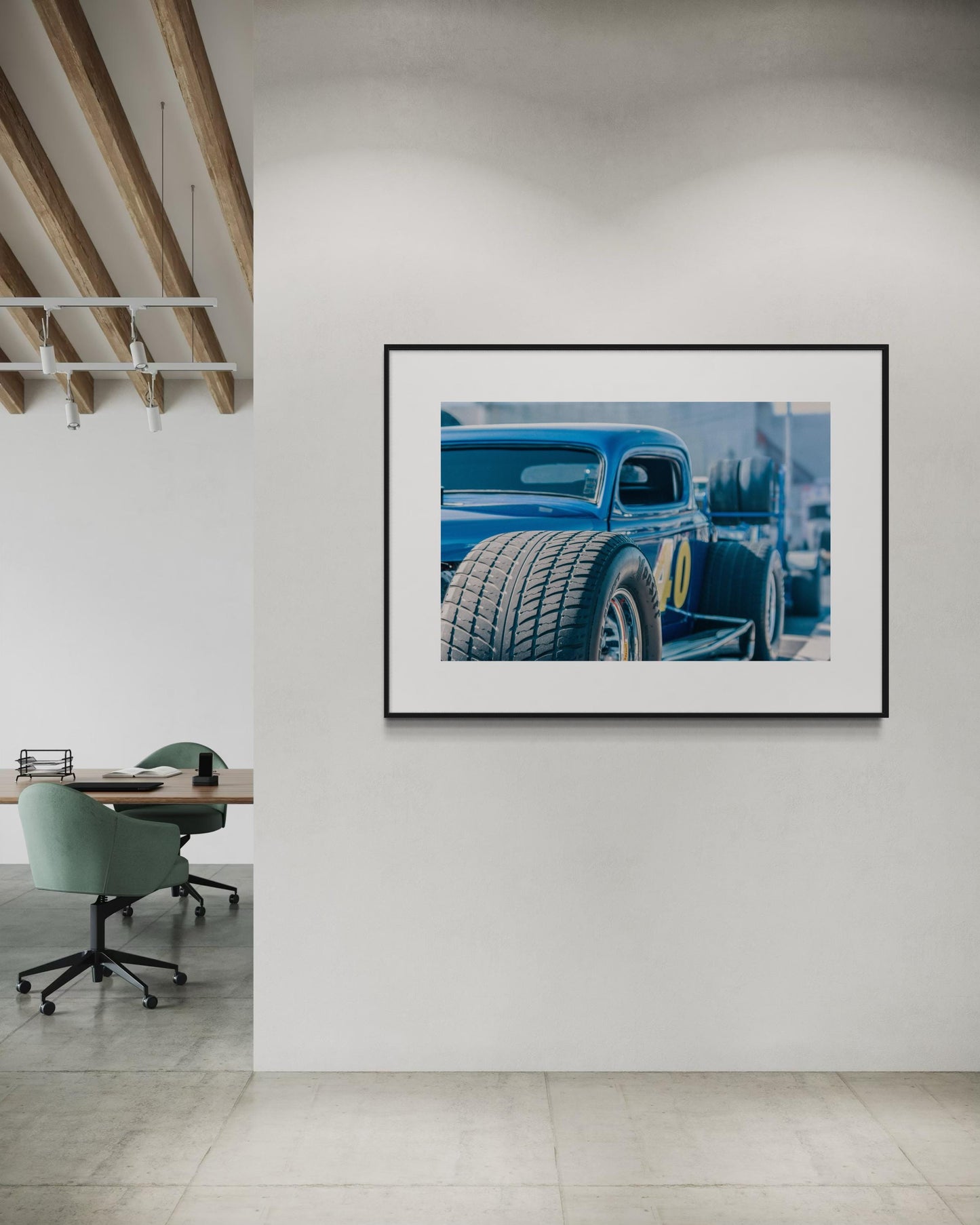 Fine Art Hoozier Wheels Hot Rod Photography Print  Blue Drag Racing Car Wall Art  Classic Muscle Car Garage Decor for man Cave, bar Poster