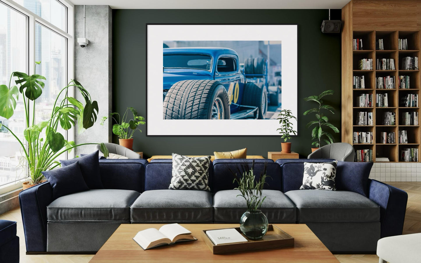 Fine Art Hoozier Wheels Hot Rod Photography Print  Blue Drag Racing Car Wall Art  Classic Muscle Car Garage Decor for man Cave, bar Poster