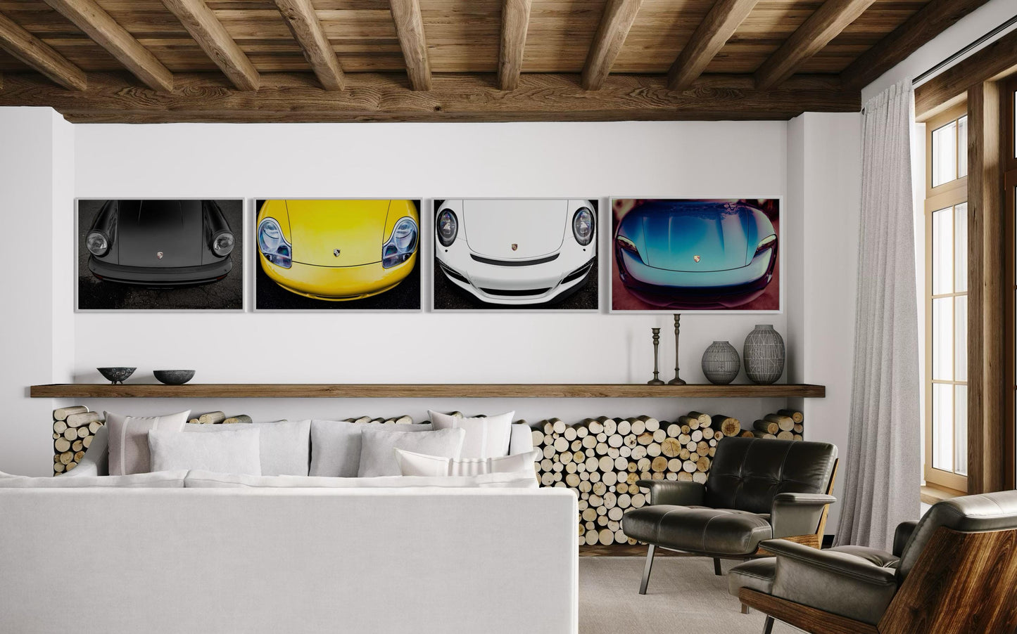 Fine Art print - Yellow Porsche 911 Front-End Wall Art Print  Automotive Decor for Car Collectors, Garage office, man cave, modern, gift
