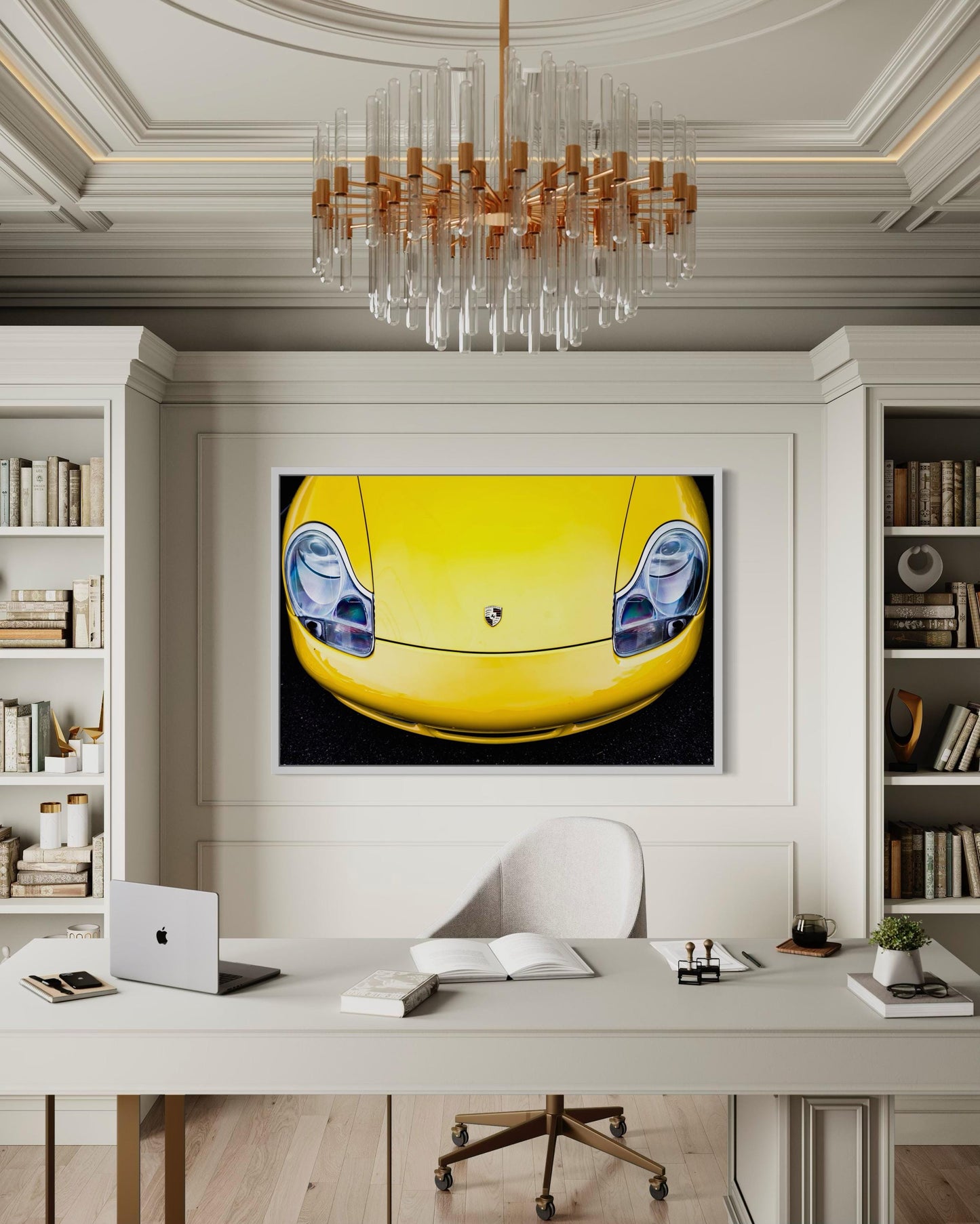 Fine Art print - Yellow Porsche 911 Front-End Wall Art Print  Automotive Decor for Car Collectors, Garage office, man cave, modern, gift
