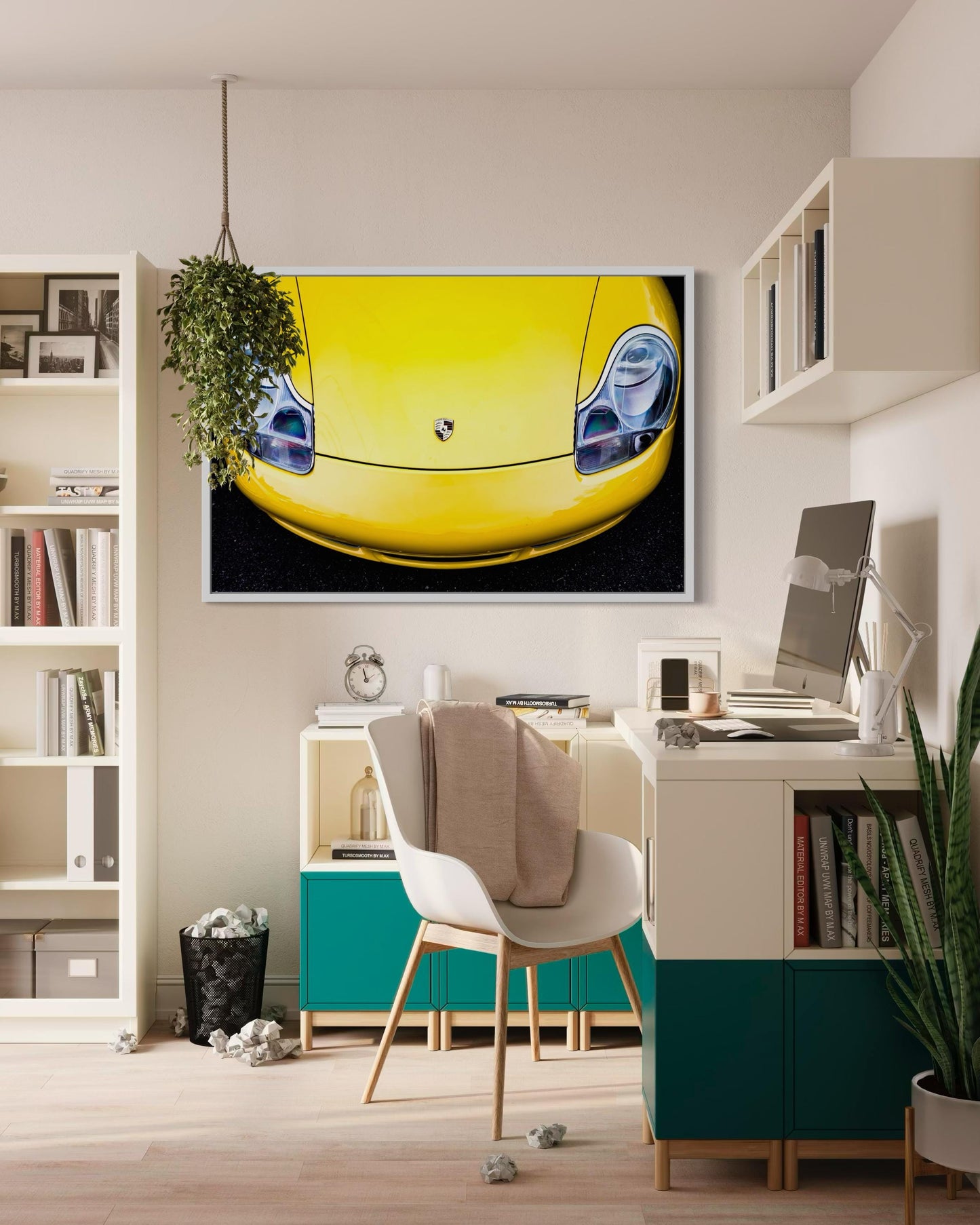 Fine Art print - Yellow Porsche 911 Front-End Wall Art Print  Automotive Decor for Car Collectors, Garage office, man cave, modern, gift