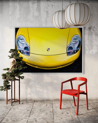 Fine Art print - Yellow Porsche 911 Front-End Wall Art Print  Automotive Decor for Car Collectors, Garage office, man cave, modern, gift