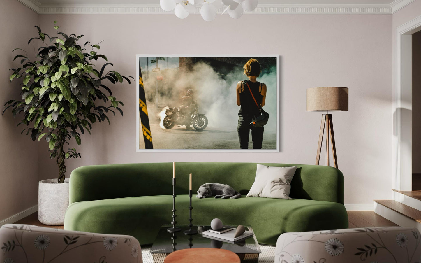 Motorcycle Burnout Street Photography Print - Brooklyn Urban Grit Wall Art by Gil Stunner - Cafe Racer, Biker Decor, Man Cave, Garage Vibes