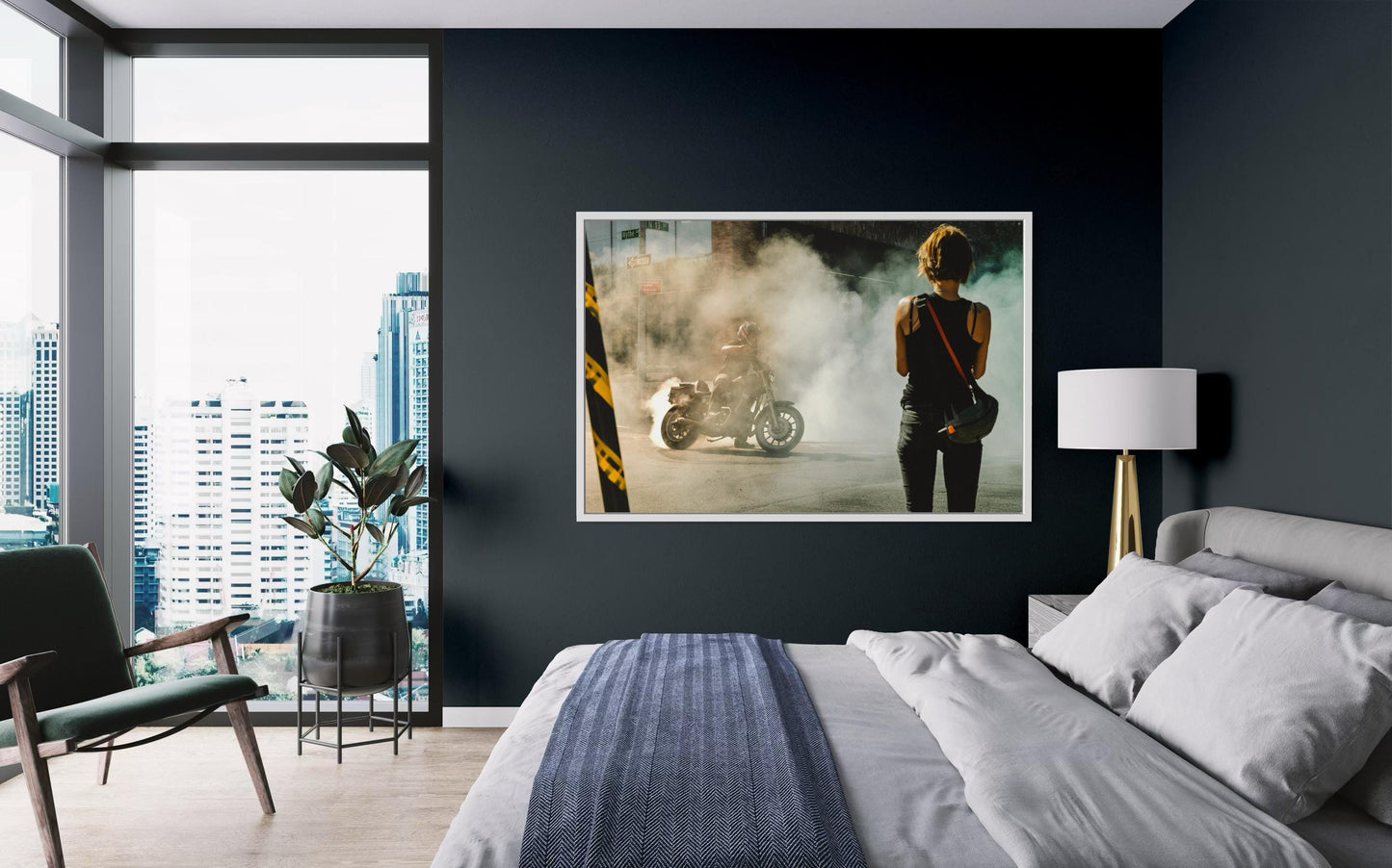 Motorcycle Burnout Street Photography Print - Brooklyn Urban Grit Wall Art by Gil Stunner - Cafe Racer, Biker Decor, Man Cave, Garage Vibes